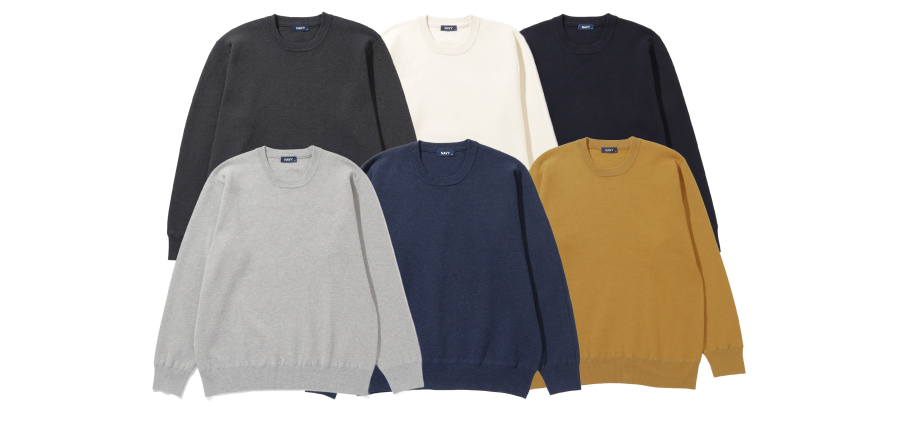 NAVY 新快適ニットミラノリブクルー