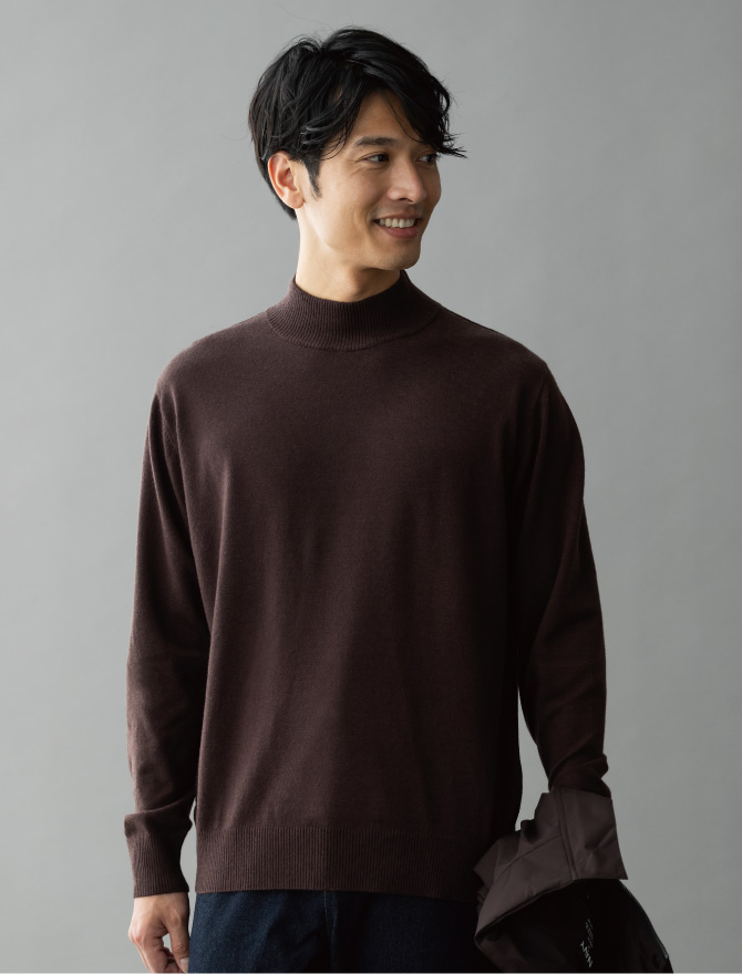 NAVY 素肌ニットハイネック