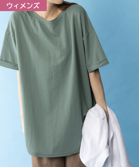 NAVY SARARI チュニック丈Tシャツ