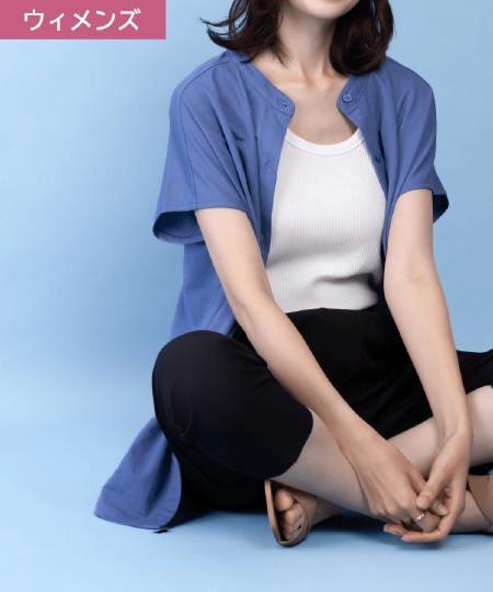 NAVY SARARI 前開きシャツ