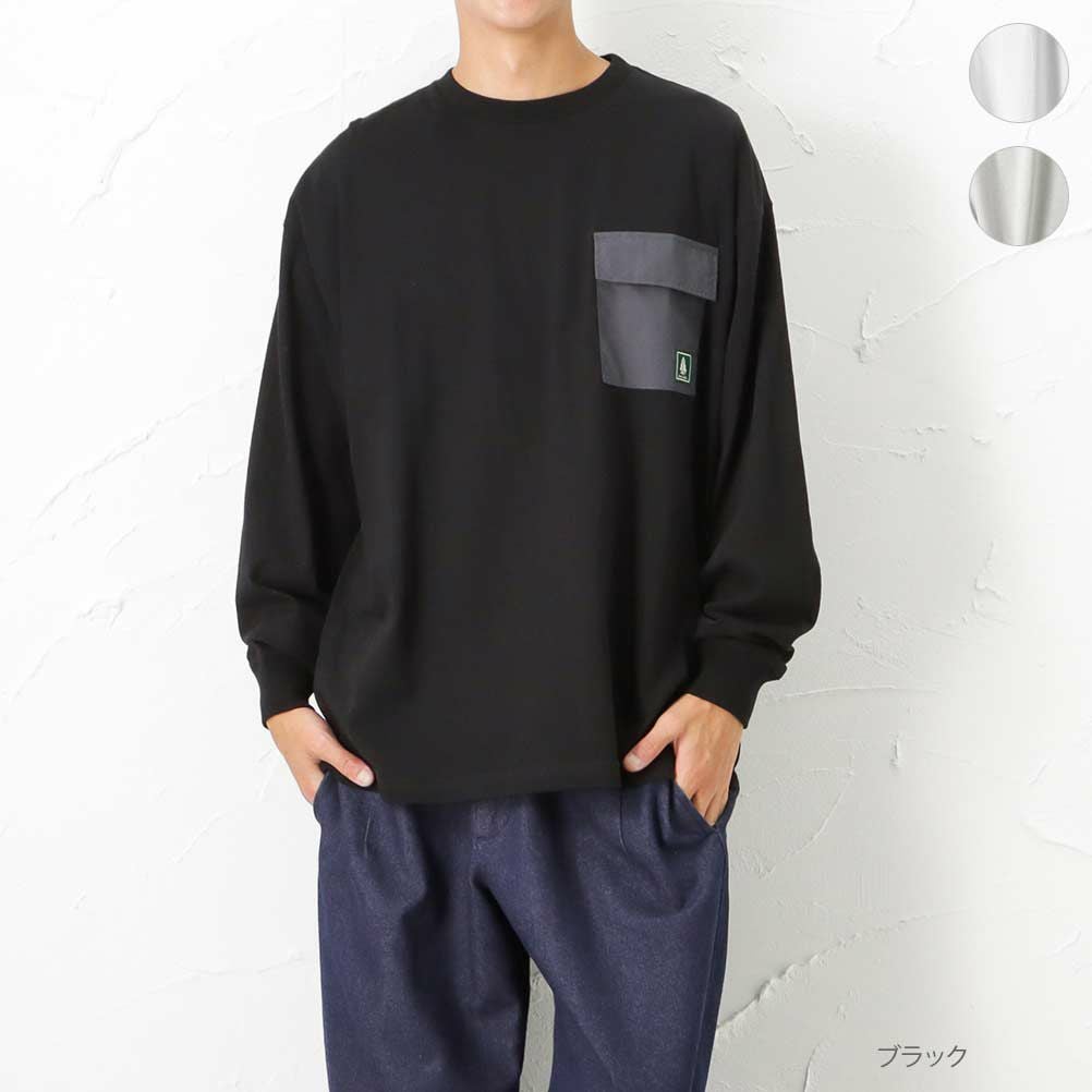 WOODS 異素材ポケットロングスリーブTシャツ メンズ ネコポス 対応商品