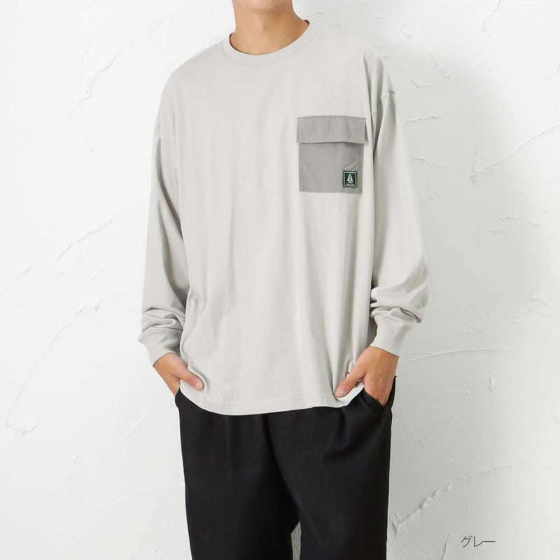 WOODS 異素材ポケットロングスリーブTシャツ メンズ メール便 対応商品商品画像-3