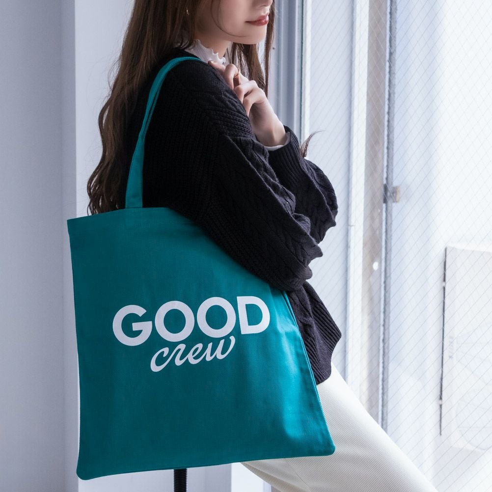 GOOD CREW ロゴプリントツイルトートバッグ レディース