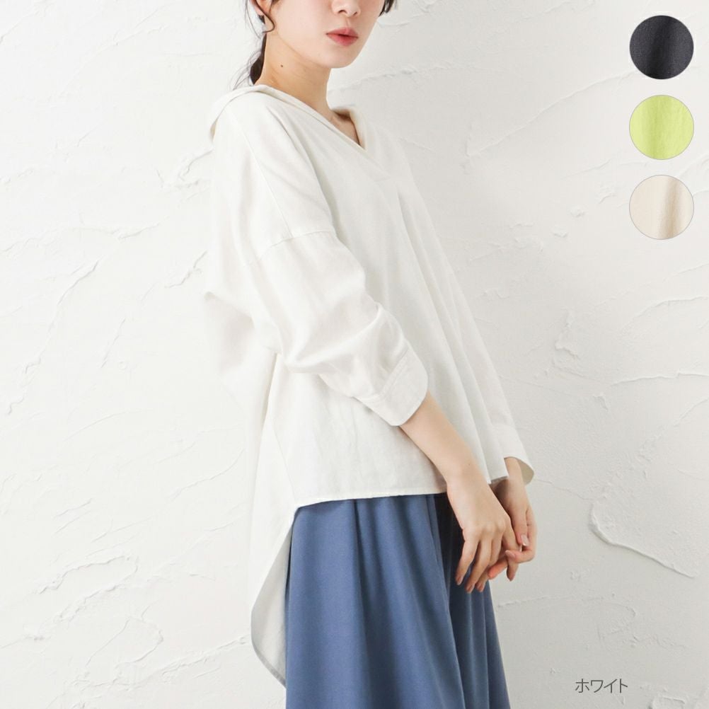 NAVY ミントリネン スキッパーシャツ レディース