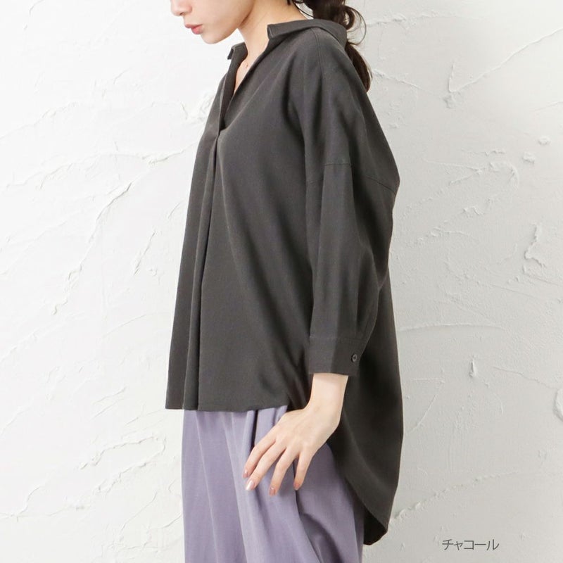 NAVY  ミントリネン スキッパーシャツ レディース商品画像-2