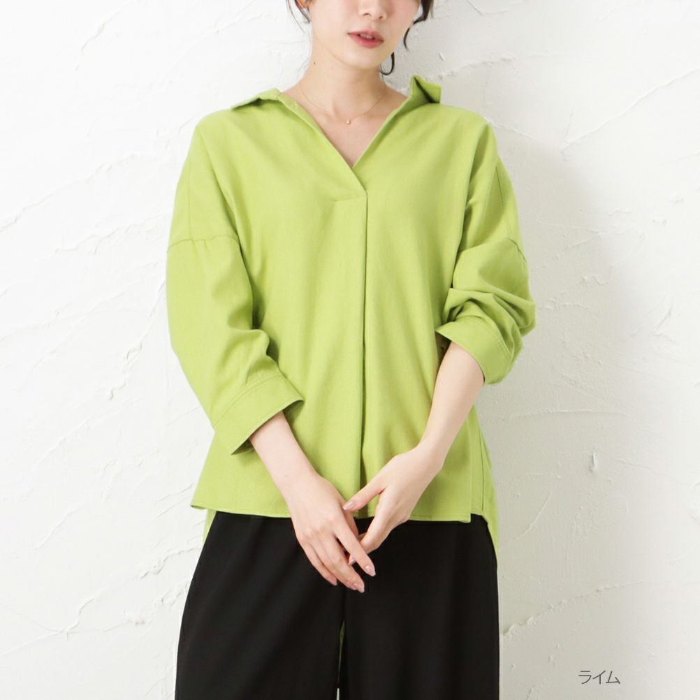 NAVY ミントリネン スキッパーシャツ レディース