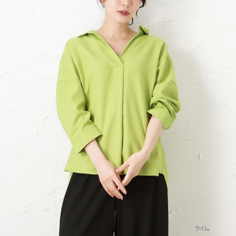 NAVY  ミントリネン スキッパーシャツ レディース商品画像-3