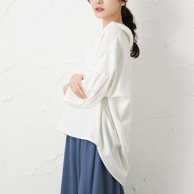 NAVY  ミントリネン スキッパーシャツ レディース商品画像-5