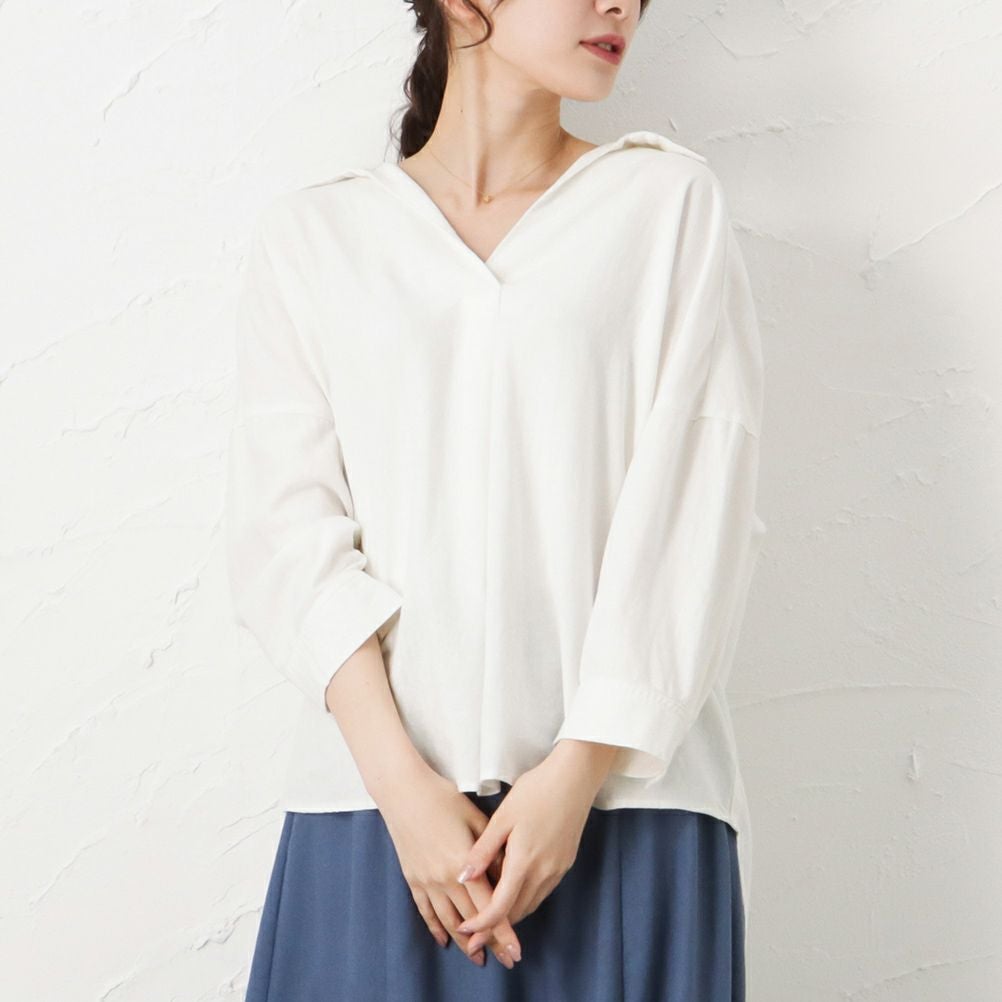 NAVY ミントリネン スキッパーシャツ レディース