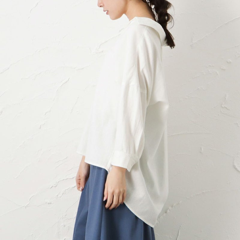 NAVY  ミントリネン スキッパーシャツ レディース商品画像-7