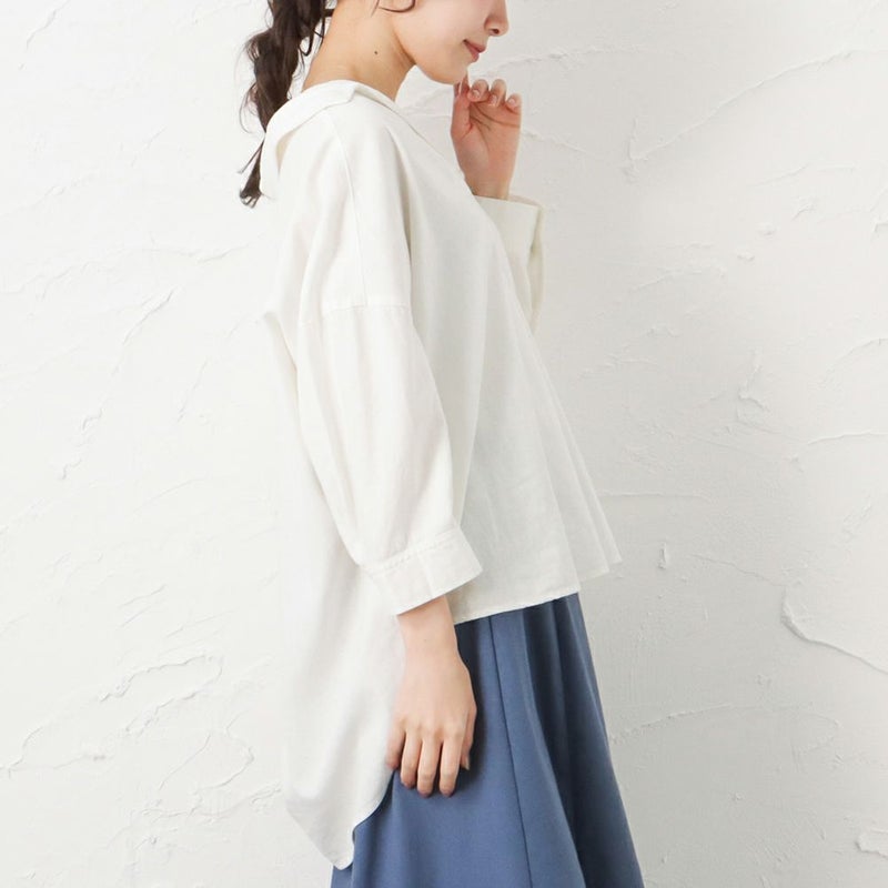 NAVY  ミントリネン スキッパーシャツ レディース商品画像-8