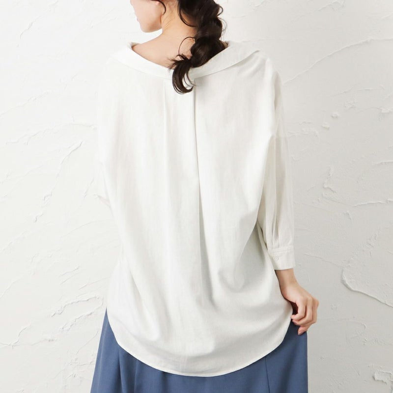 NAVY  ミントリネン スキッパーシャツ レディース商品画像-9