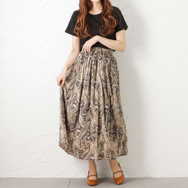 【オンラインストア限定】綿ボイル総柄スカート レディース商品画像-12