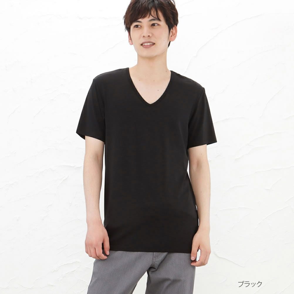 CATORCE ブラック Vネック Tシャツ サイズ0 □半袖VネックTシャツ【MEGAHOT+】 (MHVH-B-10-01) | - | 紳士服
