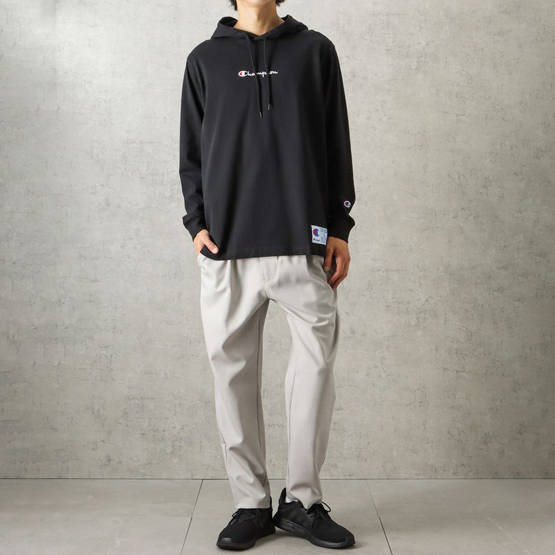 Champion ロゴ刺繍フード付きロングスリーブTシャツ メンズ商品画像-3