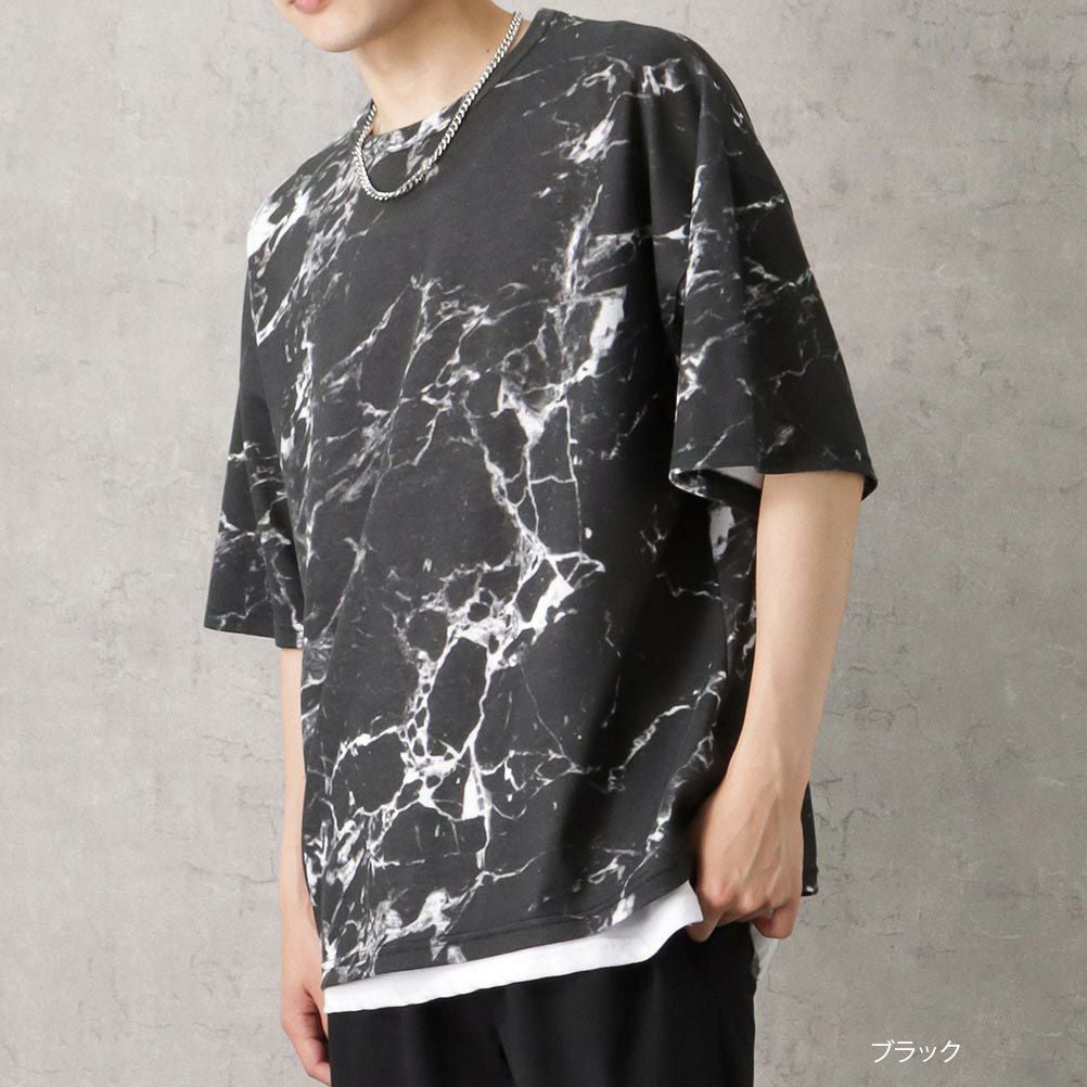 ポンチ素材 総柄プリントTシャツアンサンブル アクセサリー付き メンズ ネコポス 対応商品