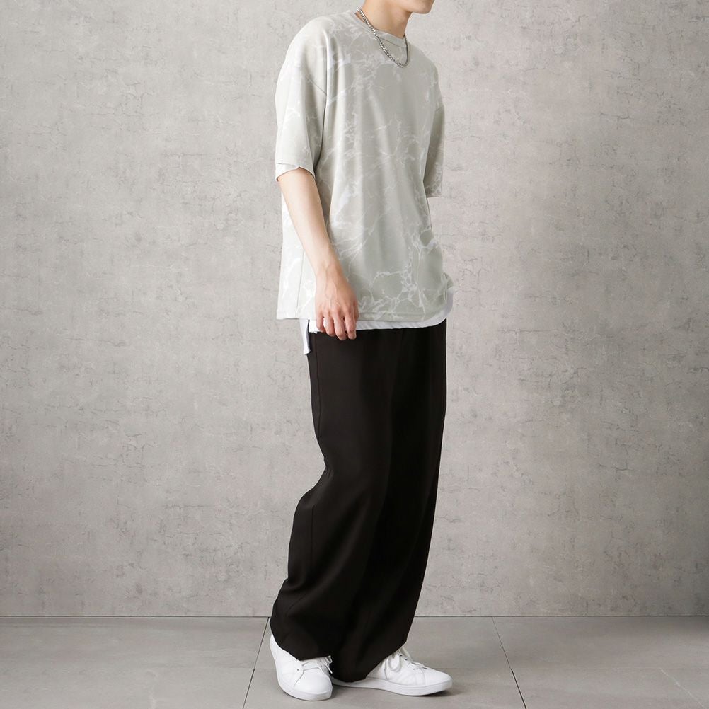 ポンチ素材 総柄プリントTシャツアンサンブル アクセサリー付き メンズ ネコポス 対応商品