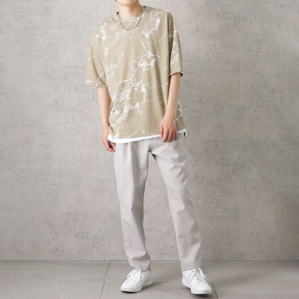 ポンチ素材 総柄プリントTシャツアンサンブル アクセサリー付き メンズ ネコポス 対応商品