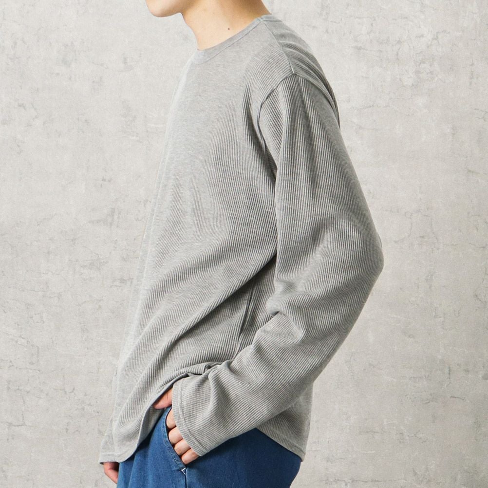 NAVY ワッフルクルーロングスリーブTシャツ メンズ