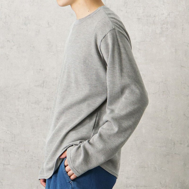 NAVY ワッフルクルーロングスリーブTシャツ メンズ商品画像-7