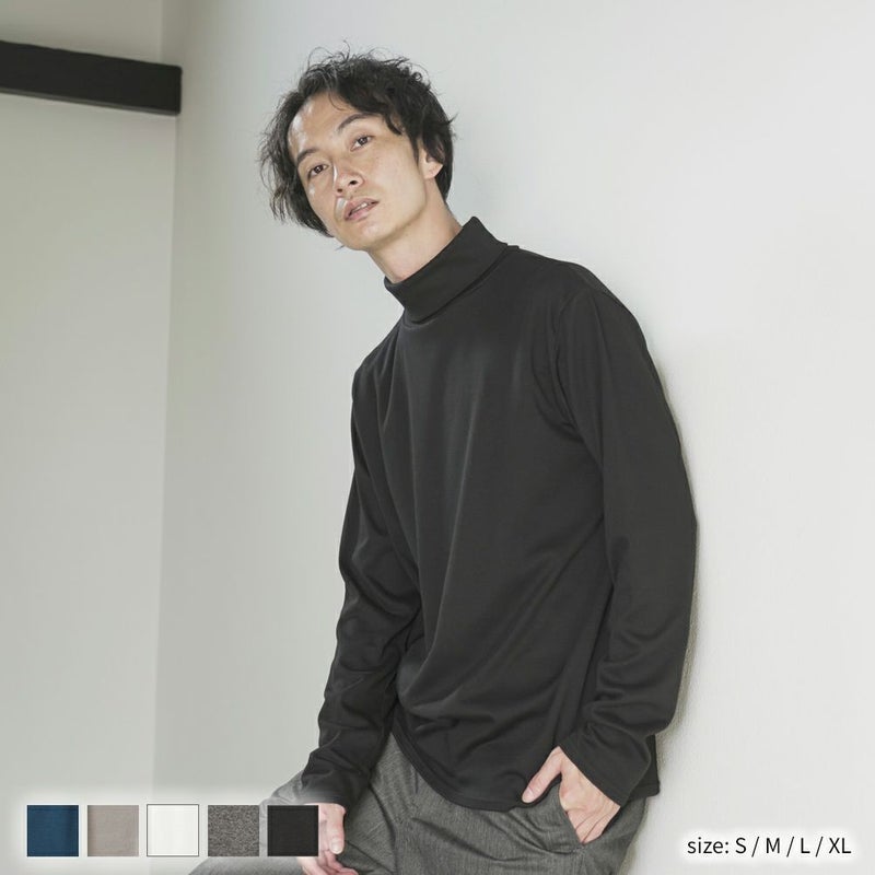 NAVY スムースタートルネックロングスリーブTシャツ メンズ商品画像-1