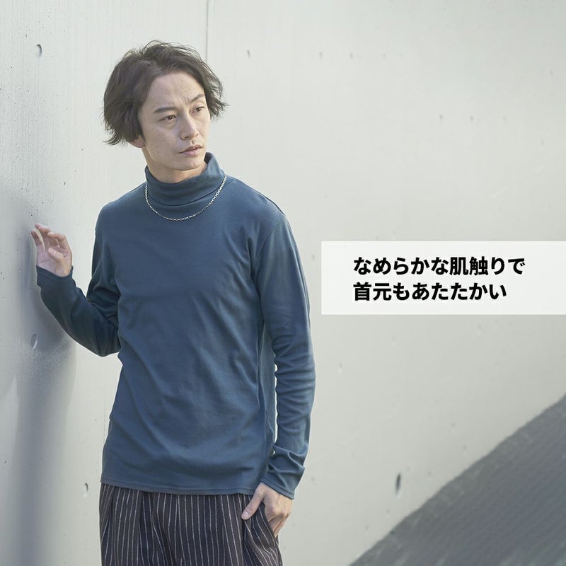 NAVY スムースタートルネックロングスリーブTシャツ メンズ商品画像-3