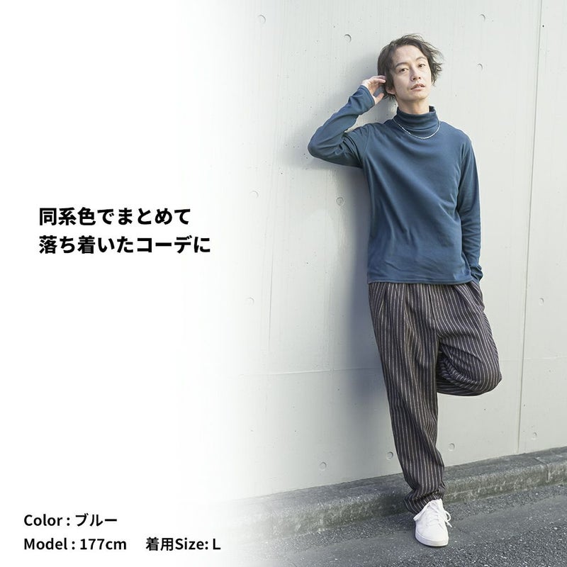 NAVY  スムースタートルネックロングスリーブTシャツ メンズ商品画像-5