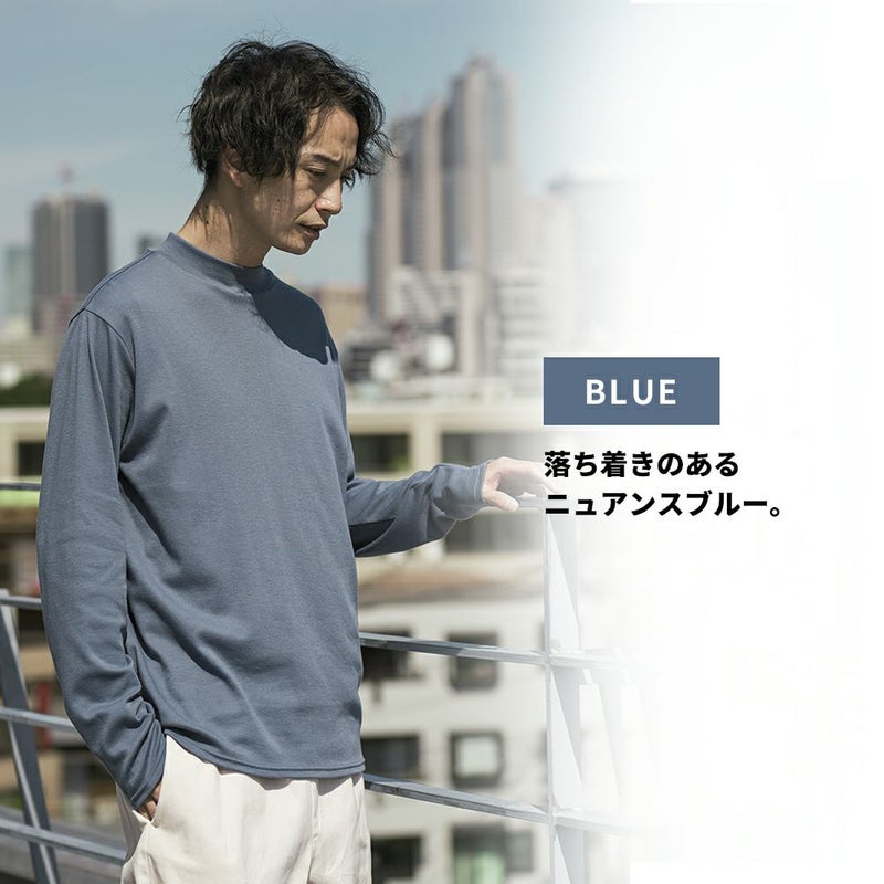NAVY スムースモックネックロングスリーブTシャツ メンズ商品画像-4