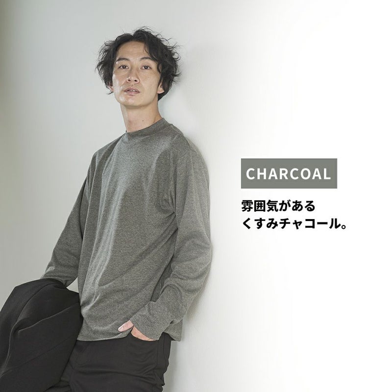 NAVY  スムースモックネックロングスリーブTシャツ メンズ商品画像-10