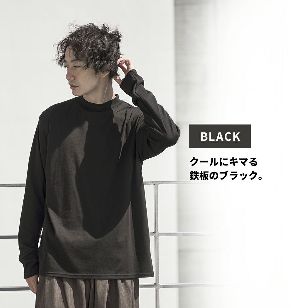 NAVY スムースモックネックロングスリーブTシャツ メンズ