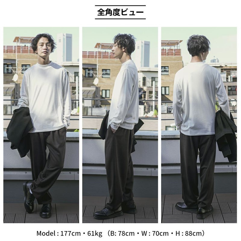 NAVY スムースモックネックロングスリーブTシャツ メンズ商品画像-17