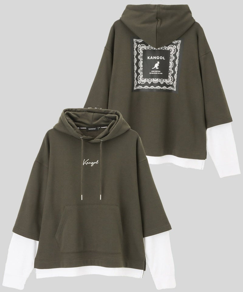 【WEB限定】KANGOL バンダナボックスロゴフェイクレイヤードパーカー メンズ商品画像-1