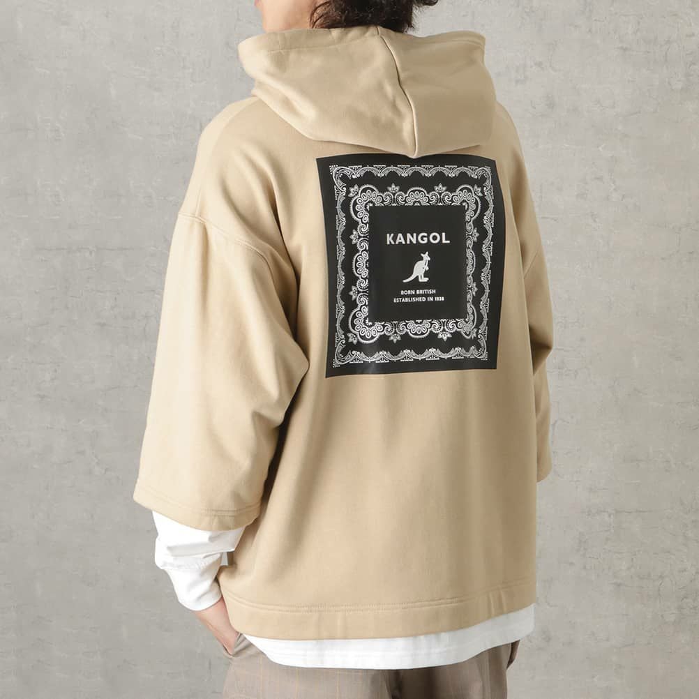 KANGOL バンダナボックスロゴフェイクレイヤードパーカー メンズ