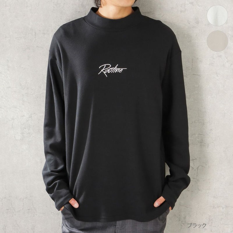 URBAN COLLECTION スムスワンポイント刺繍モックネックロングスリーブTシャツ メンズ商品画像-1
