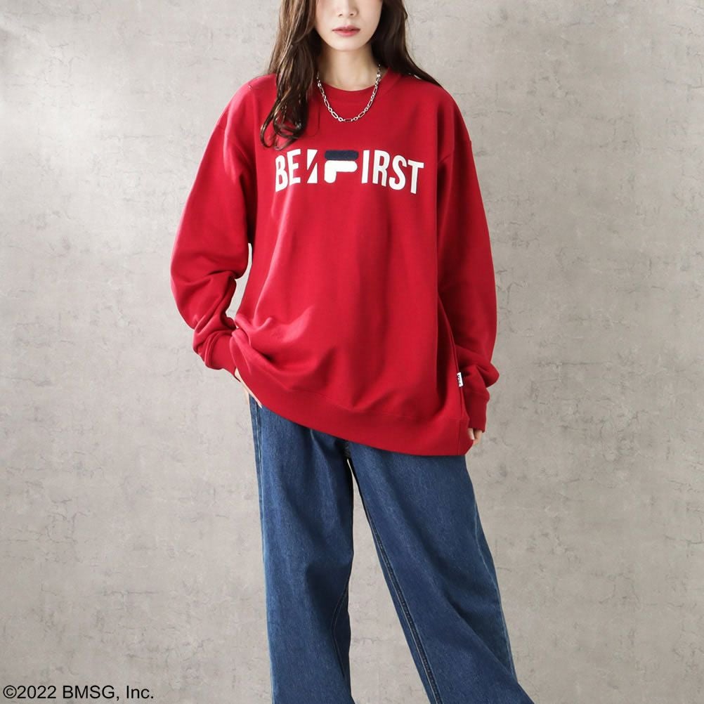 BE:FIRST FILA トレーナー　赤　Mサイズ FILA×BE:FIRST クルートレーナー レディース