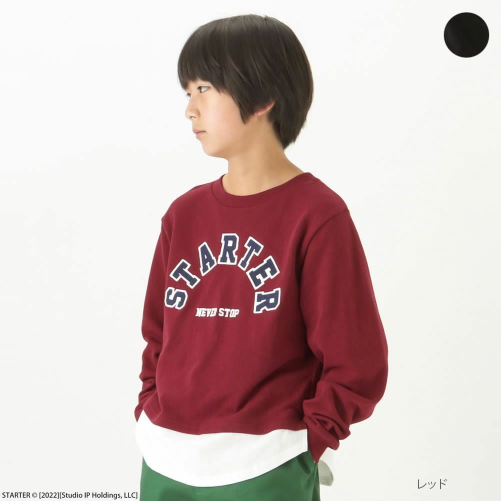 STARTER 裾フェイクレイヤードカレッジロゴトレーナー キッズ