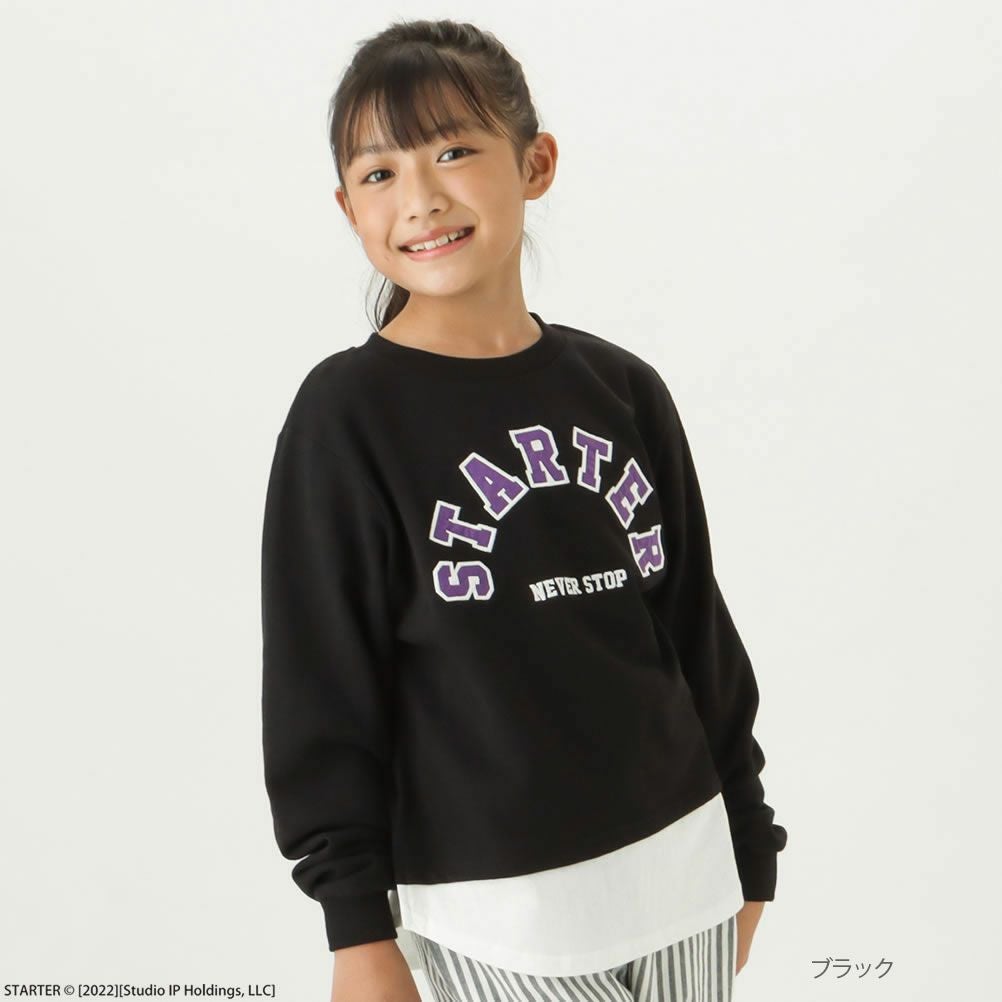 STARTER 裾フェイクレイヤードカレッジロゴトレーナー キッズ