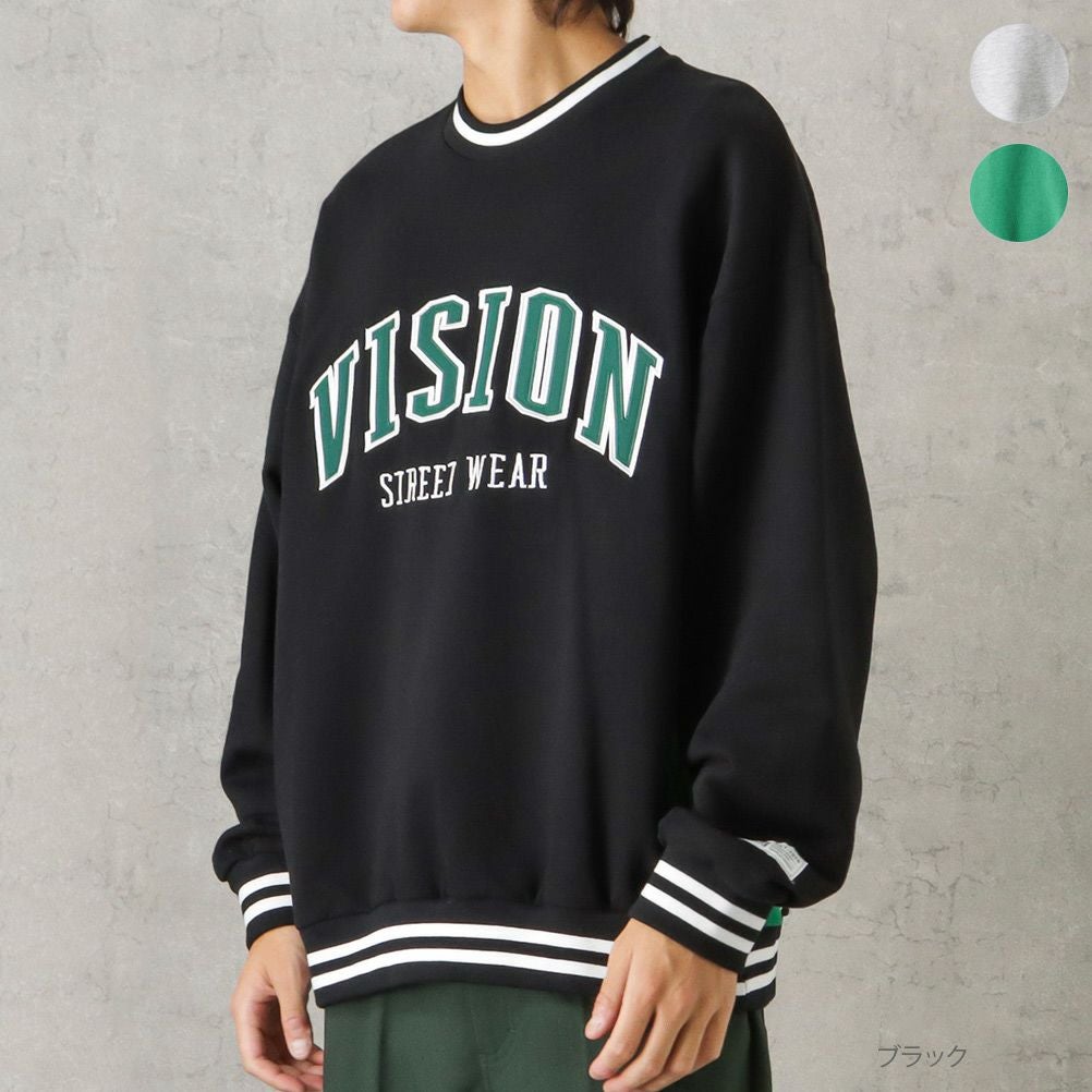 VISION STREET WEAR リブラインアーチロゴワッペントレーナー メンズ