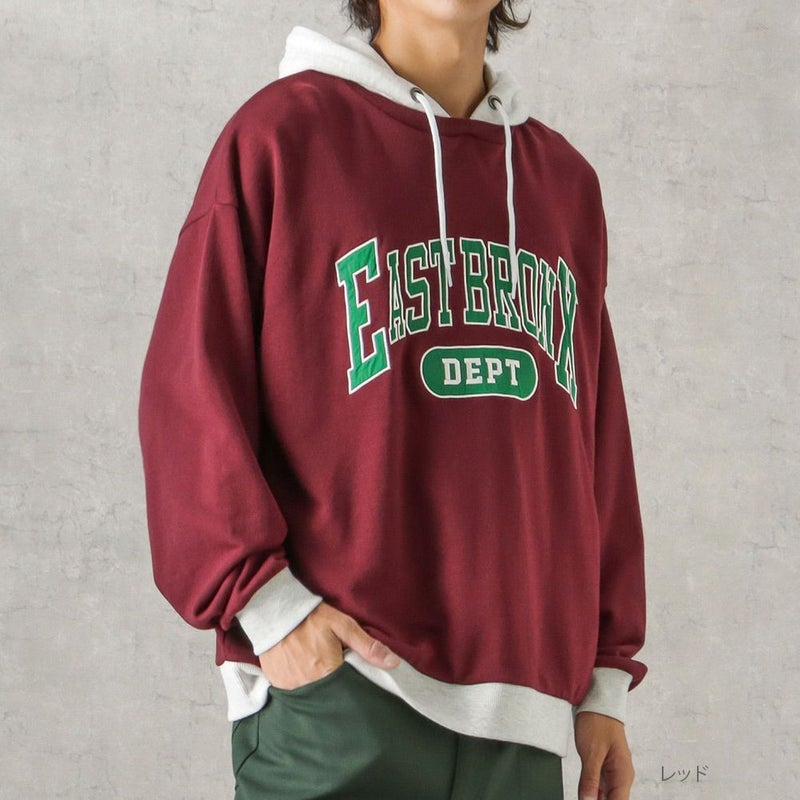 [期間限定価格]NAVY カレッジロゴフェイクレイヤードパーカー メンズ商品画像-3