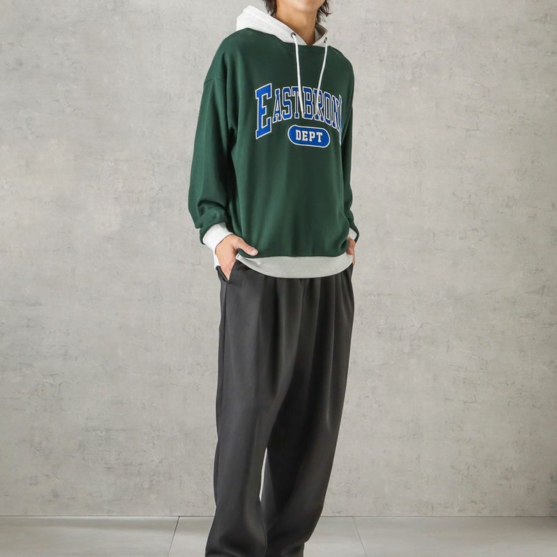 NAVY カレッジロゴフェイクレイヤードパーカー メンズ商品画像-5