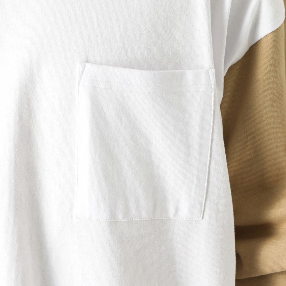 Goodwear 袖配色スーパービッグシルエット ポケット付きロングスリーブTシャツ メンズ