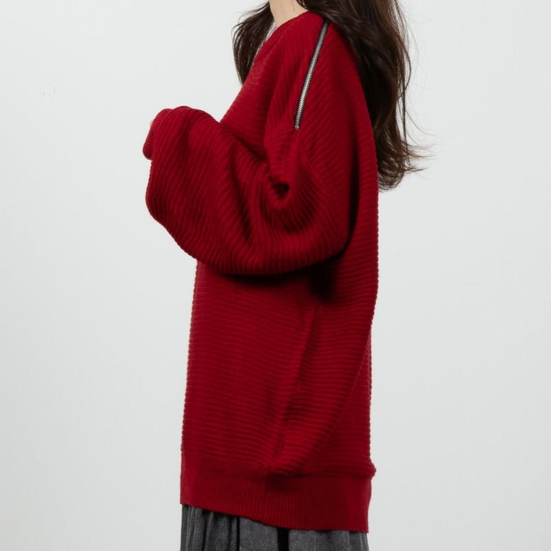 【オンラインストア限定】ミドルゲージ肩ジップニットプルオーバー レディース商品画像-5