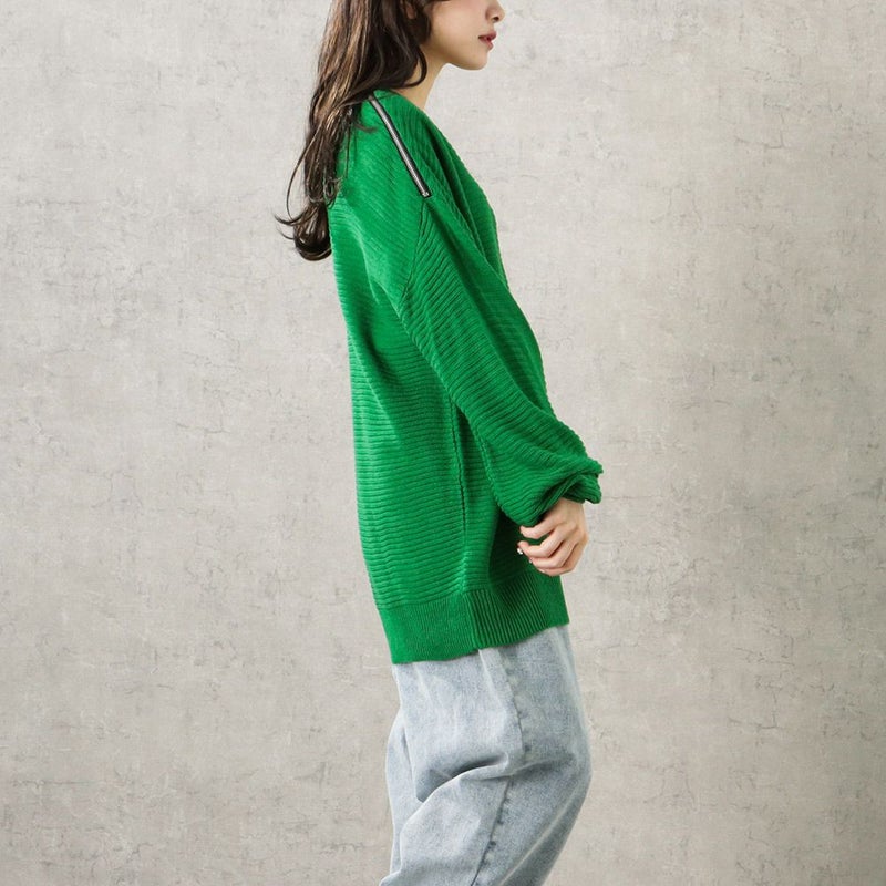 【オンラインストア限定】ミドルゲージ肩ジップニットプルオーバー レディース商品画像-8