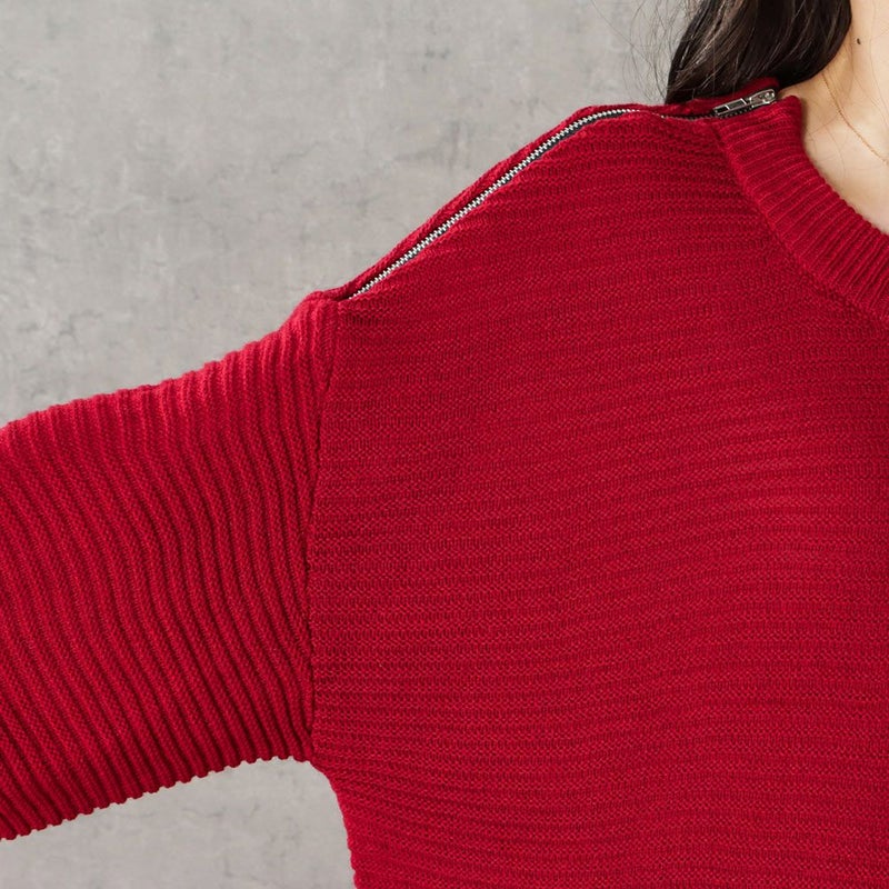 【オンラインストア限定】ミドルゲージ肩ジップニットプルオーバー レディース商品画像-10