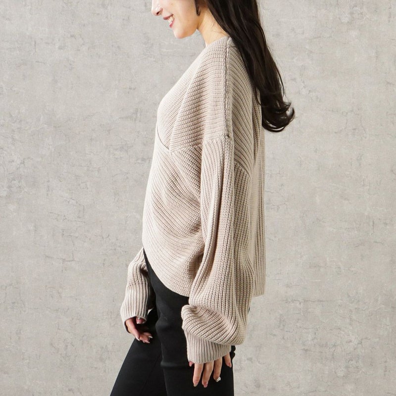 【オンラインストア限定】ミドルゲージクロスネックニットプルオーバー レディース商品画像-6