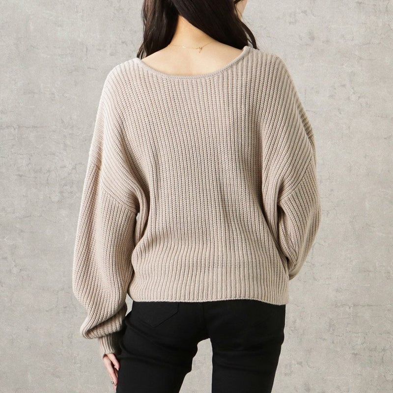 【オンラインストア限定】ミドルゲージクロスネックニットプルオーバー レディース商品画像-7