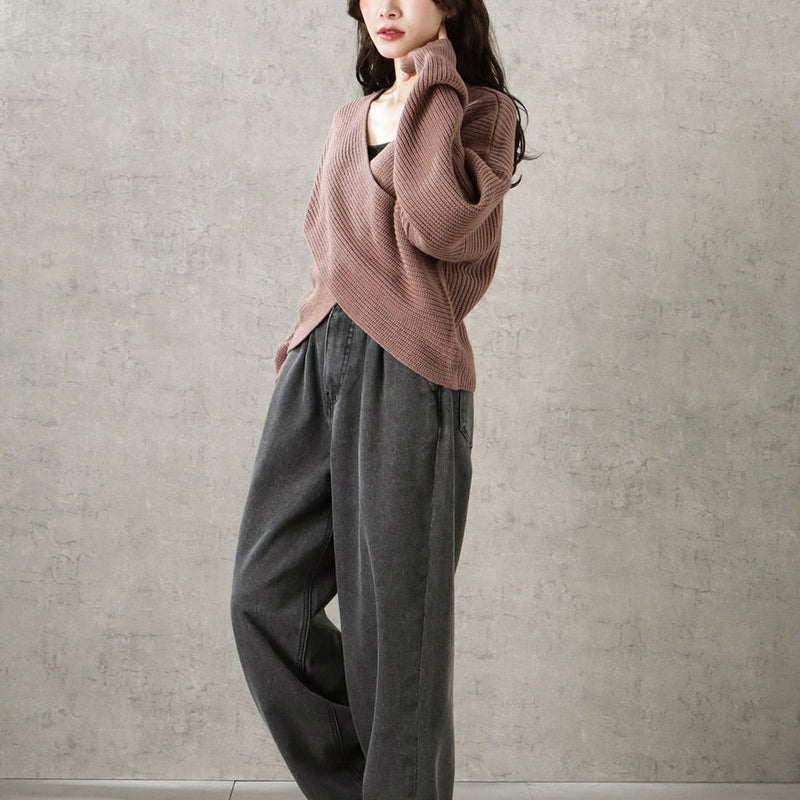 【オンラインストア限定】ミドルゲージクロスネックニットプルオーバー レディース商品画像-9