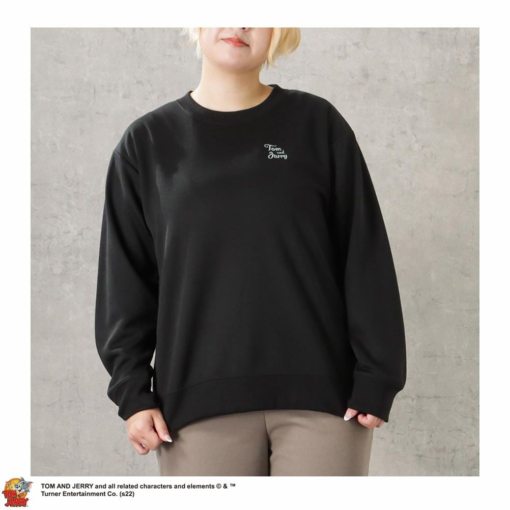 [大きいサイズ] Tom and Jerry ポンチ素材 クルートレーナー クイーンサイズ レディース