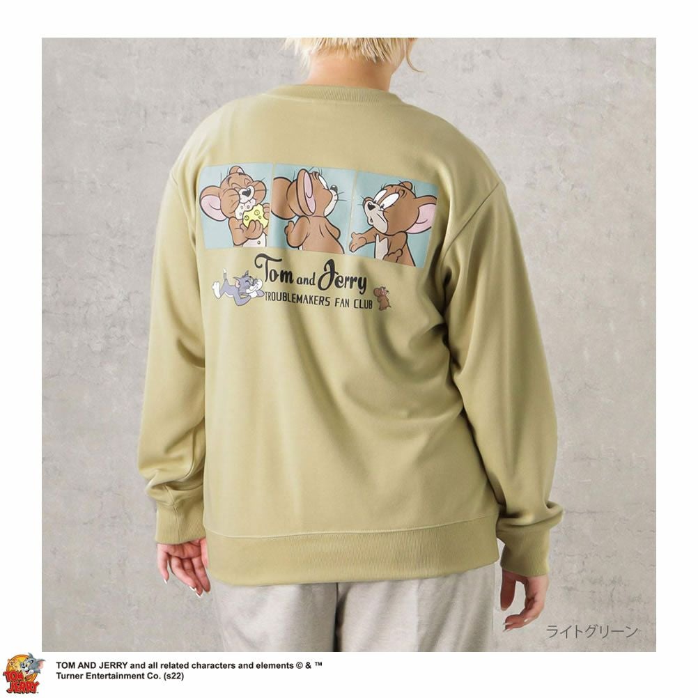 [大きいサイズ] Tom and Jerry ポンチ素材 クルートレーナー クイーンサイズ レディース