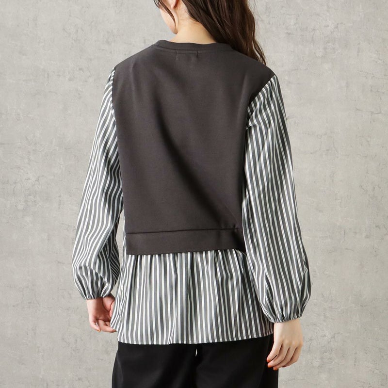 [期間限定価格]NAVY ポンチ素材 マルシェ布帛ドッキングプルオーバー レディース商品画像-7